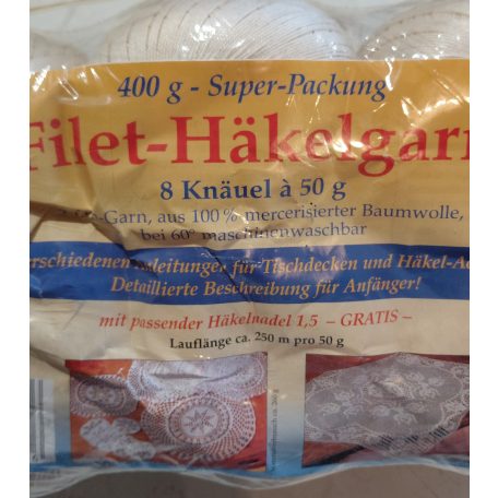 400g mercerizált pamut horgolócérna 