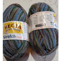   95g Regia Stretch Color zoknifonal 70% szűz gyapjú+23% poliamid+ poliészter